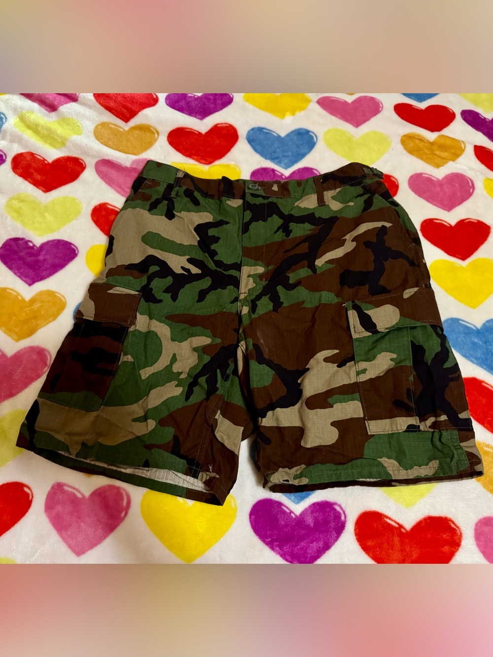 Propper Men's Woodland Camo Cargo Shorts - Green/Brown/Black